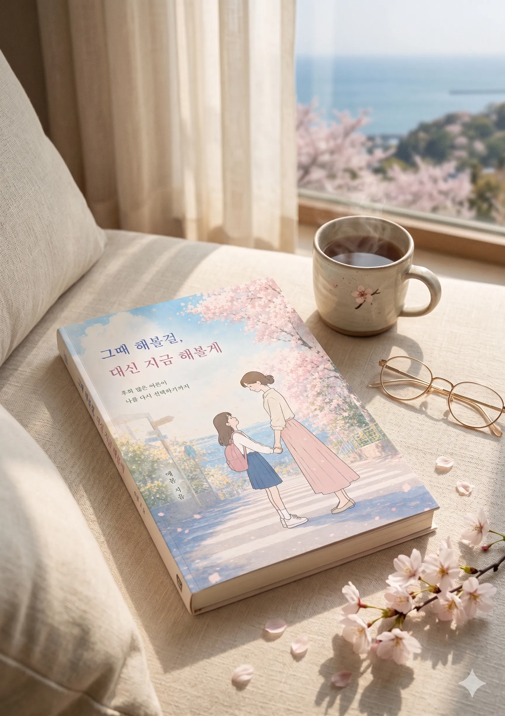 그때 해볼걸 대신 지금 해볼게 펼친 책 목업