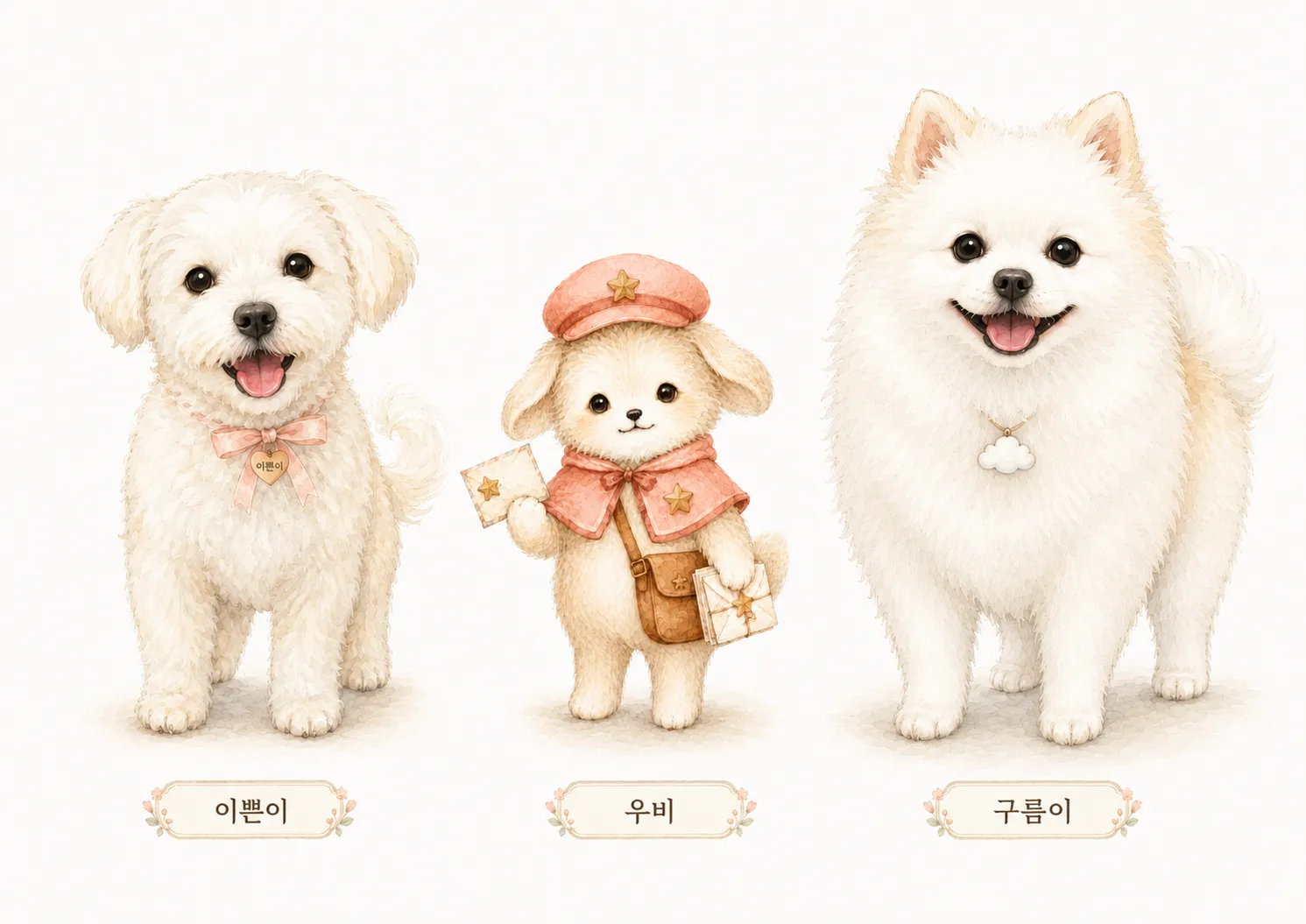 주요 동물 캐릭터와 상징 소품 비교